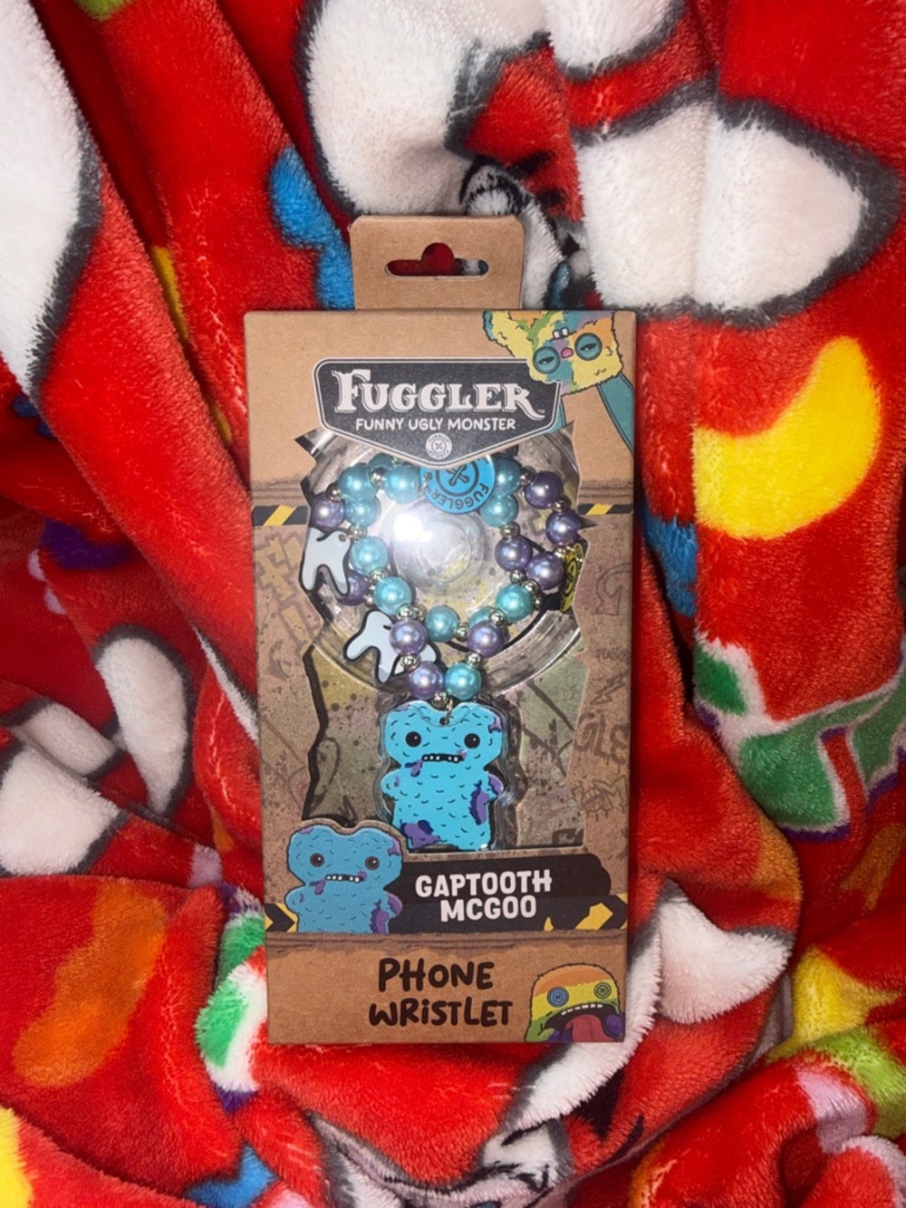 Fuggler Gaptooth McGoo Blue Purple Phone Wristlet beaded chain NEW QUICK SHIP